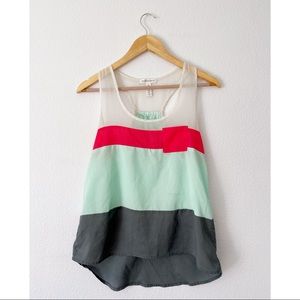 Ambiance Apparel Color Block Scoop Neck Tank Top Medium